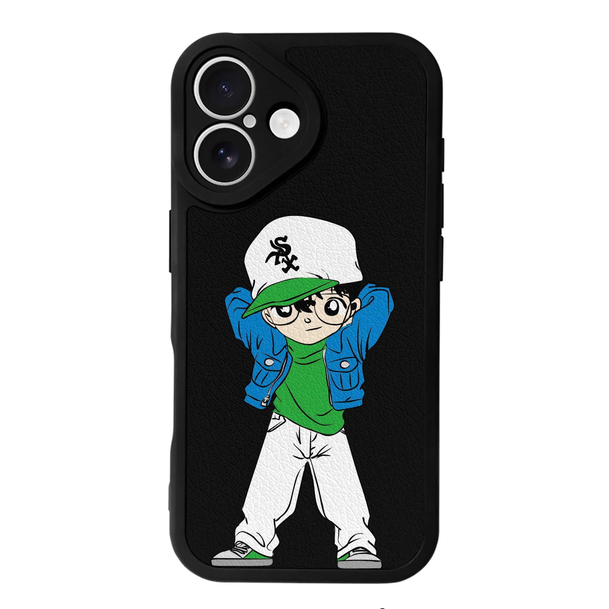 （画像用） 名探偵コナン 江戸川 コナン Detective Conan Conan Edogawa 【iPhone 16シリーズ対応】シリコンスマホケース（レザー調） 材質：シリコン